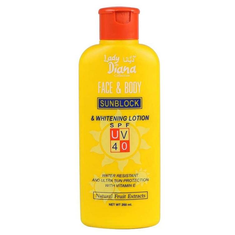 Lady Diana Face & Body Sunblock Whitening Lotion SPF 40