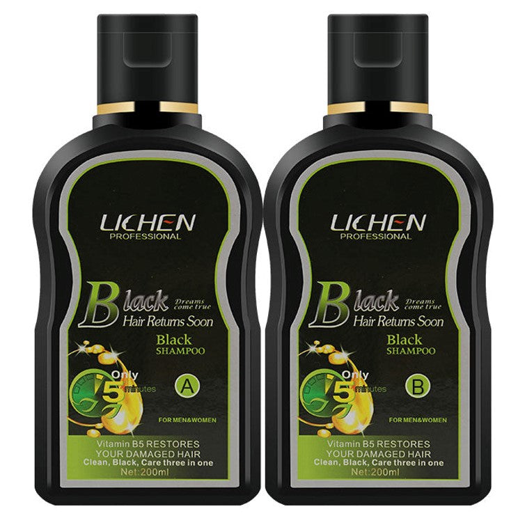 Lichen Black Hair Color Shampoo 200ml x 2 = 400ml (Pack of 2) Large