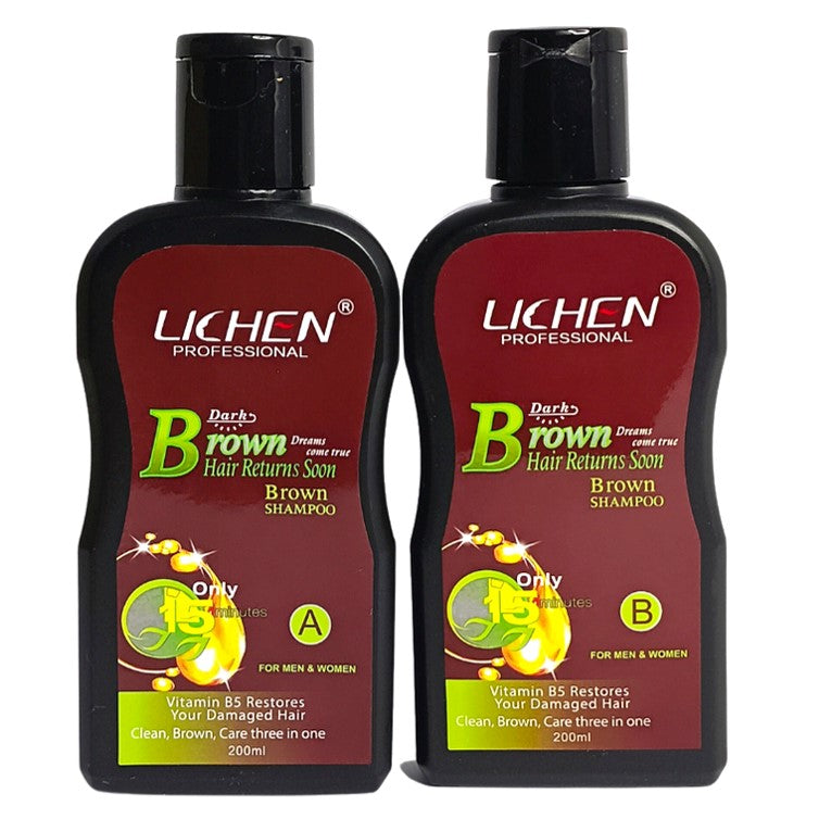 Lichen Dark Brown Hair Color Shampoo 200ml x 2 = 400ml (Pack of 2) Large