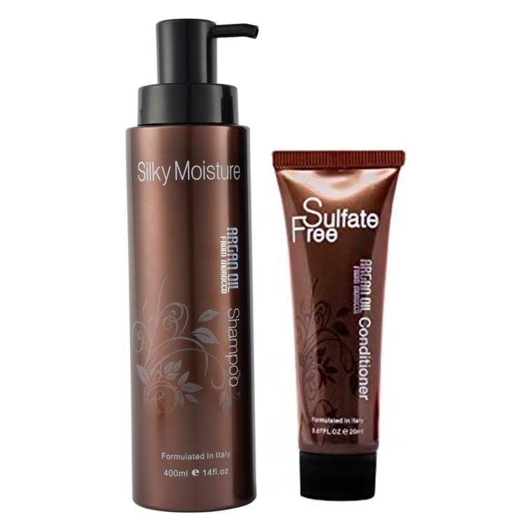 Argan Oil Silky Moisture Keratin Protein Shampoo 400ml & Conditioner 20ml