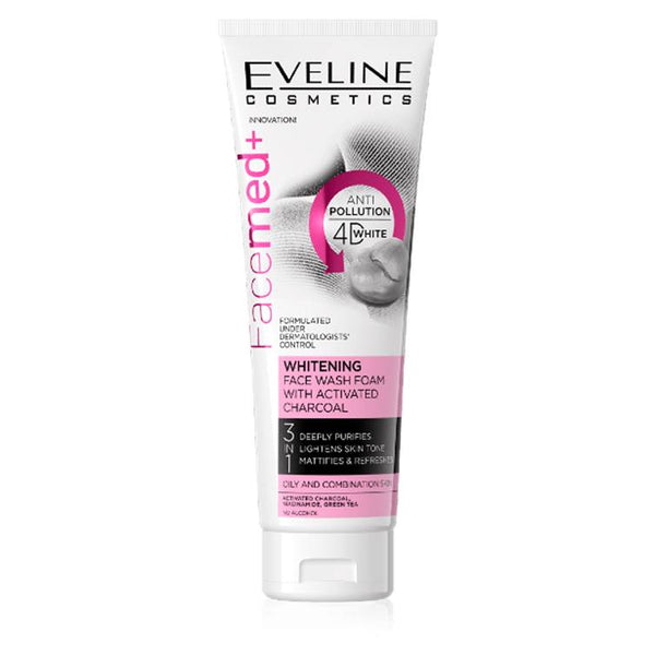 Eveline Facemed+ Whitening Face Wash Foam With Activated Charcoal 3 In 1