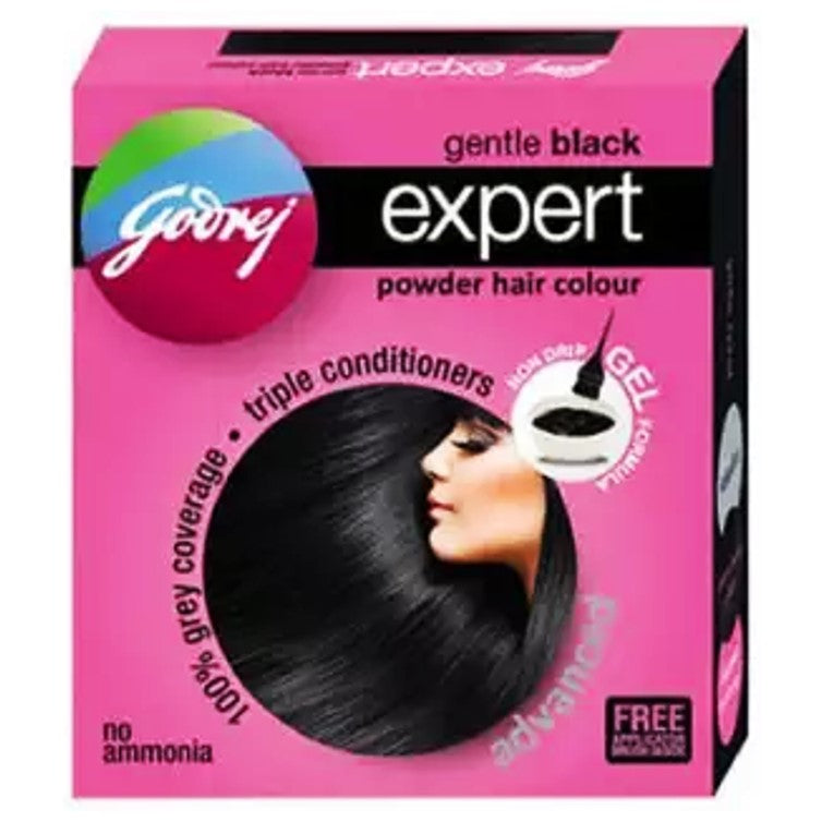 Godrej Expert Powder Hair Color Gentle Black (Pack of 4)