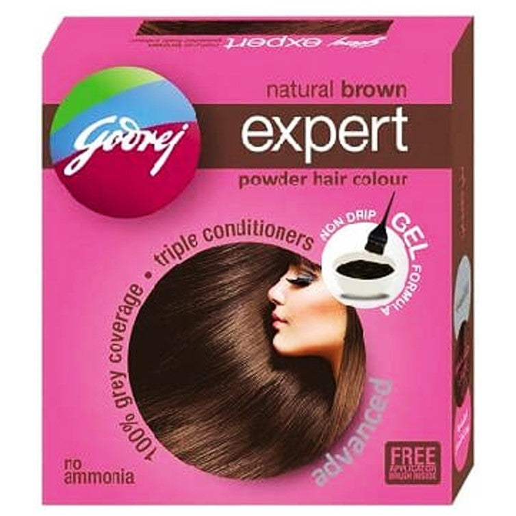 Godrej Expert Powder Hair Color Natural Brown (Pack of 4)