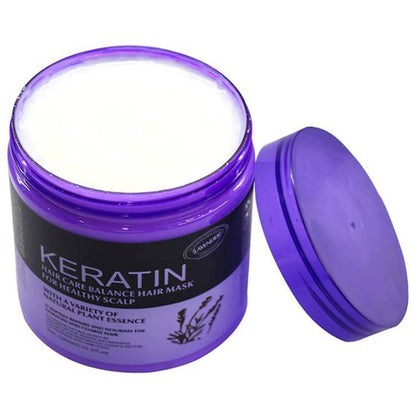 Keratin Hair Mask for Healthy Scalp Lavender Curly Frizzy Hair 500ml