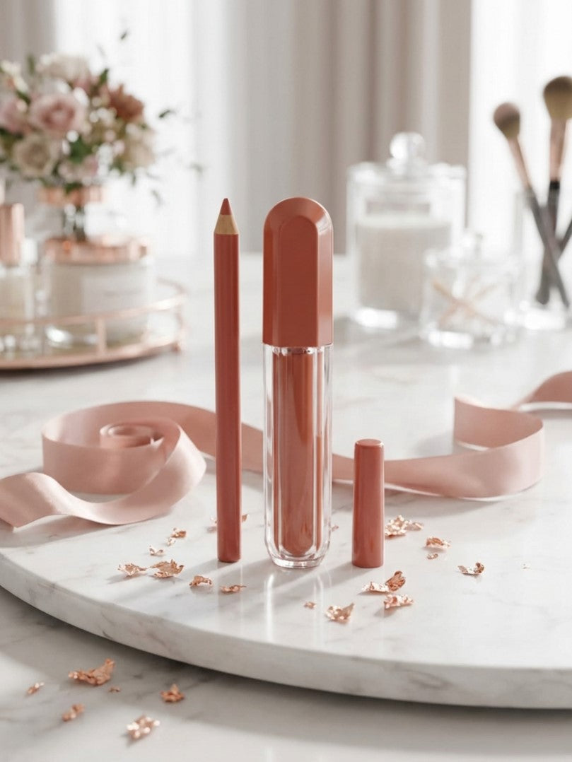 Matte Lip Gloss Liquid Lipstick with Lip Pencil 2 IN 1