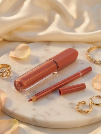 Matte Lip Gloss Liquid Lipstick with Lip Pencil 2 IN 1