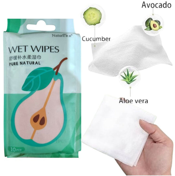 Pure Natural Avocado Wet Wipes 10 Pieces