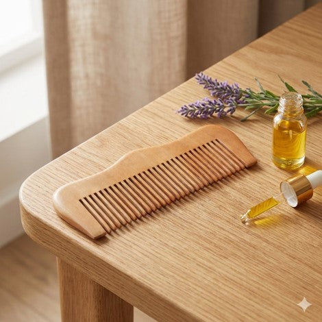 Wooden Hair Comb Fine Tooth Peach Wood